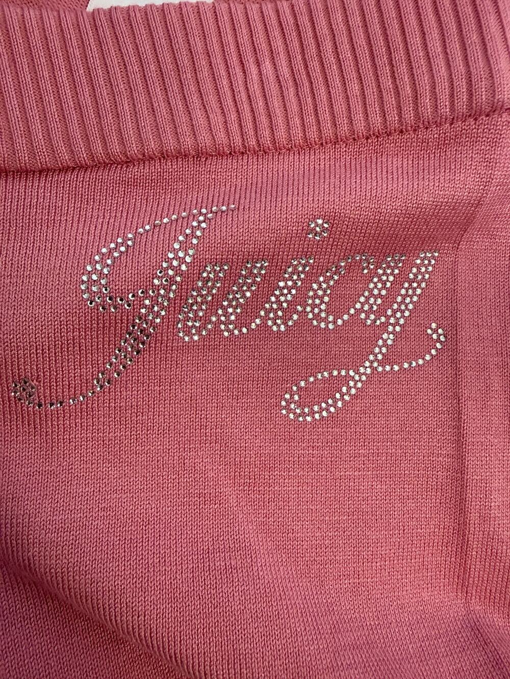 Juicy Couture Pink Knit Wide Leg Lounge Pants Rhinestone Logo Women’s L Y2K